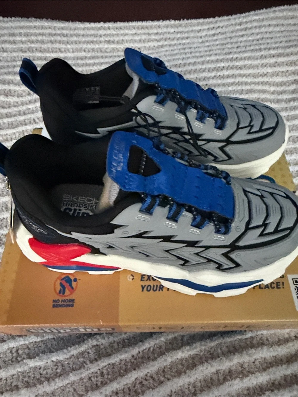 Skechers Gray & Blue Slip-On Athletic Shoes